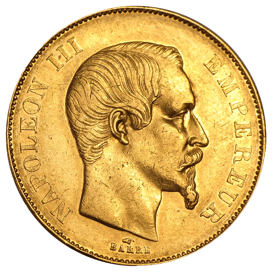 50 French Francs Gold Coin - 1855-1860 Napoleon III  — photo 1