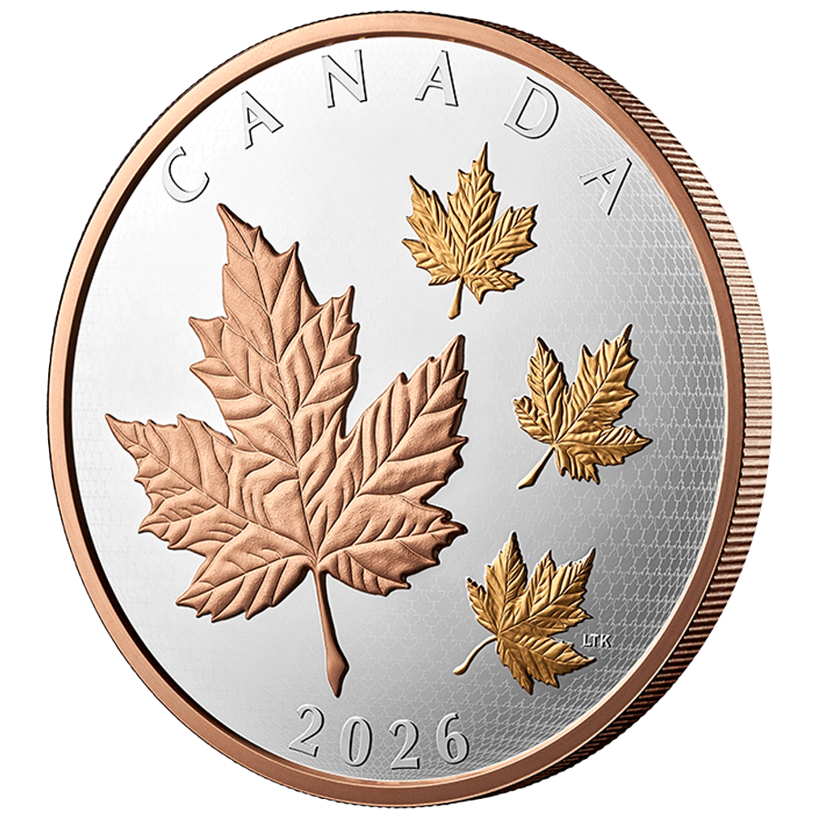 5 ounce Silver Coin - Maple Leaves in Motion thumbnail 2