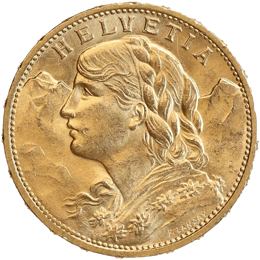 1913 Helvetia Vreneli  Gold Coin - 20 Swiss Francs — photo 1