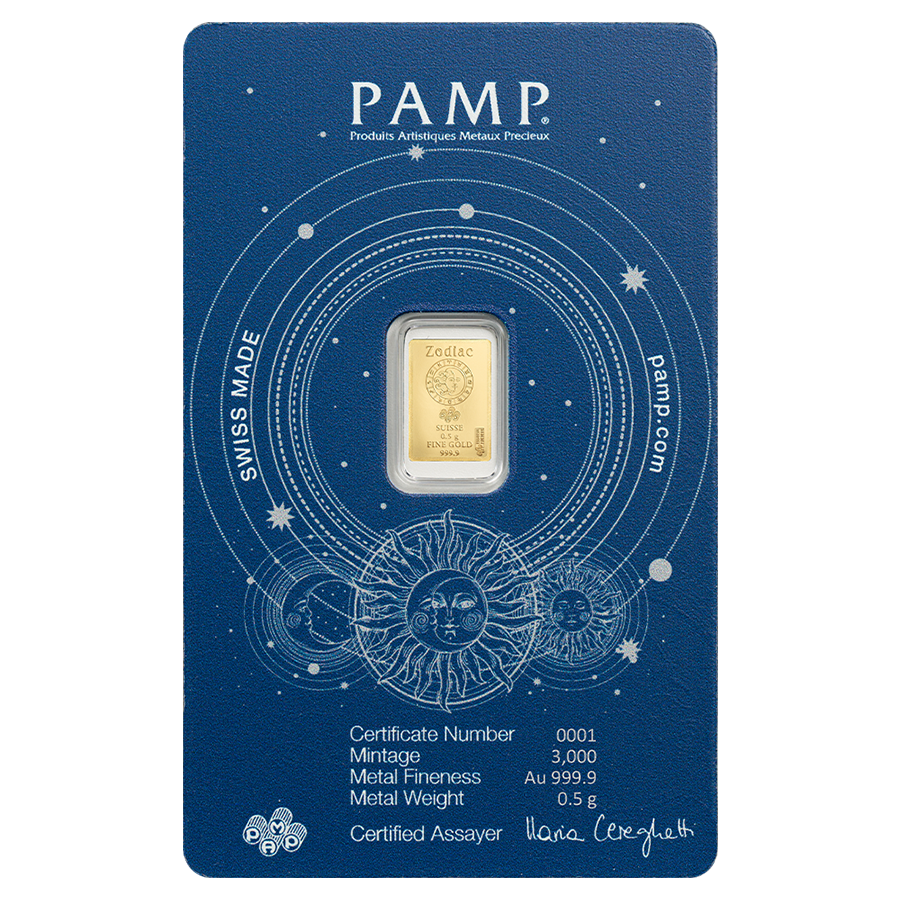 0.5 gram Gold Bar - Zodiac Libra thumbnail 2