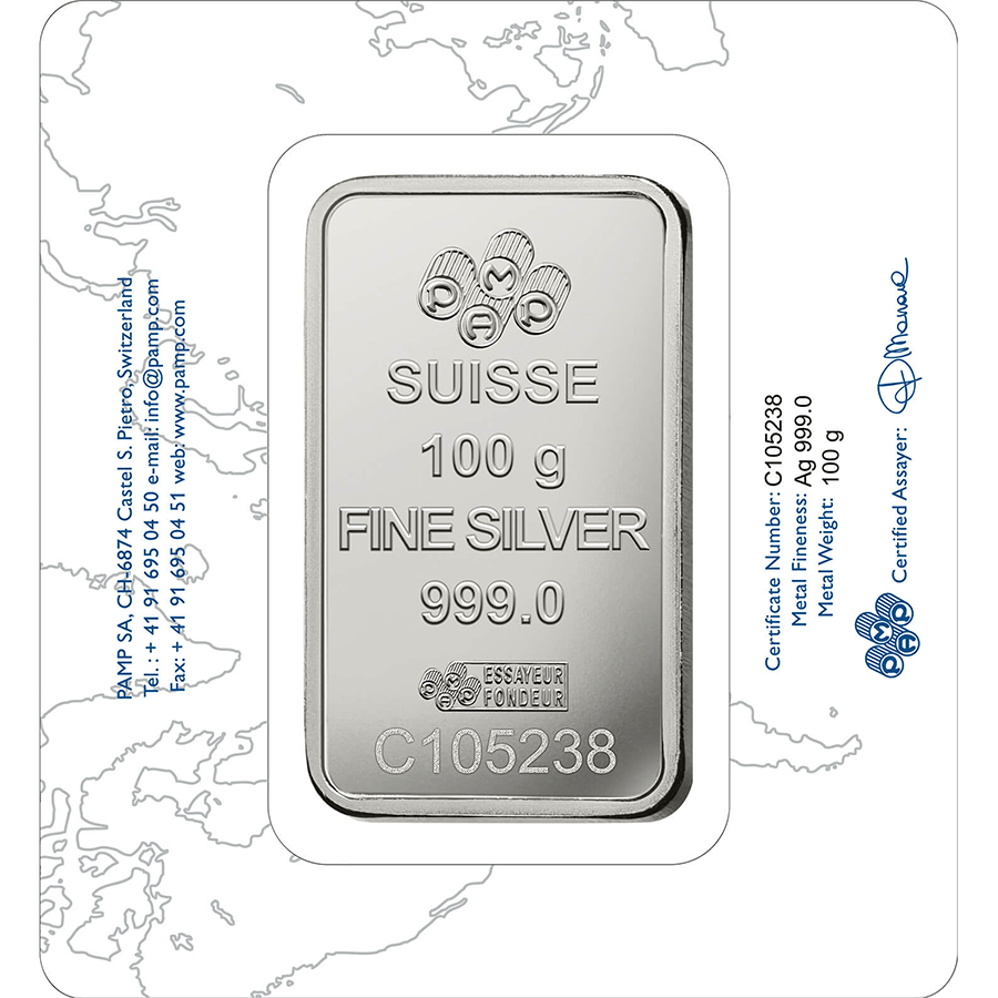 100 gram Silver Bar - PAMP Suisse Rosa thumbnail 2
