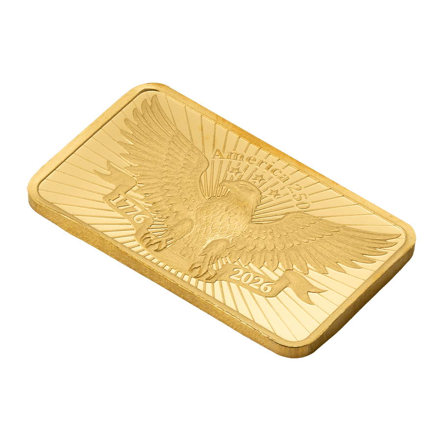 2.5 gram Gold Bar - Heraldic Bald Eagle - 250th Anniversary of the USA thumbnail 5