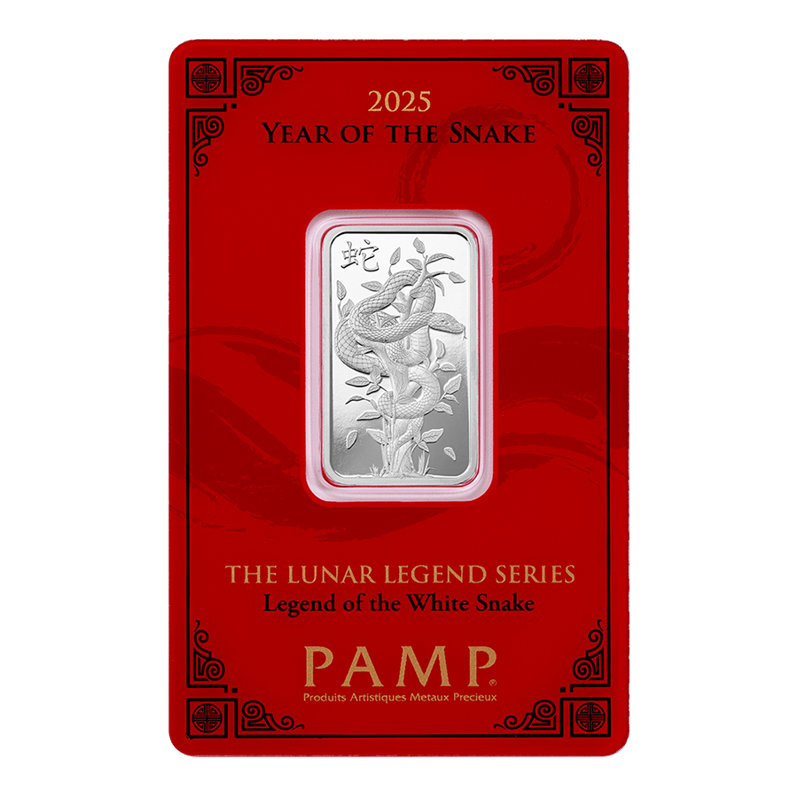10 gram Silver Bar - PAMP Suisse Lunar Snake 2025 — photo 1