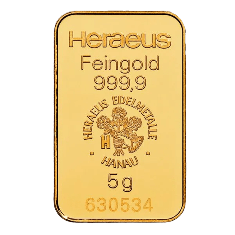 5 gram Gold Bar - Heraeus thumbnail 2