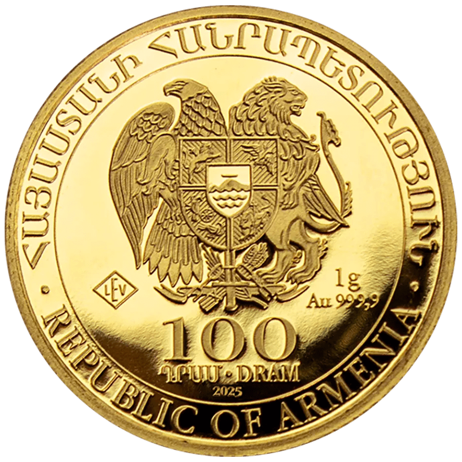 1 gram Gold Coin - Armenia Noah's Ark 2025 thumbnail 2