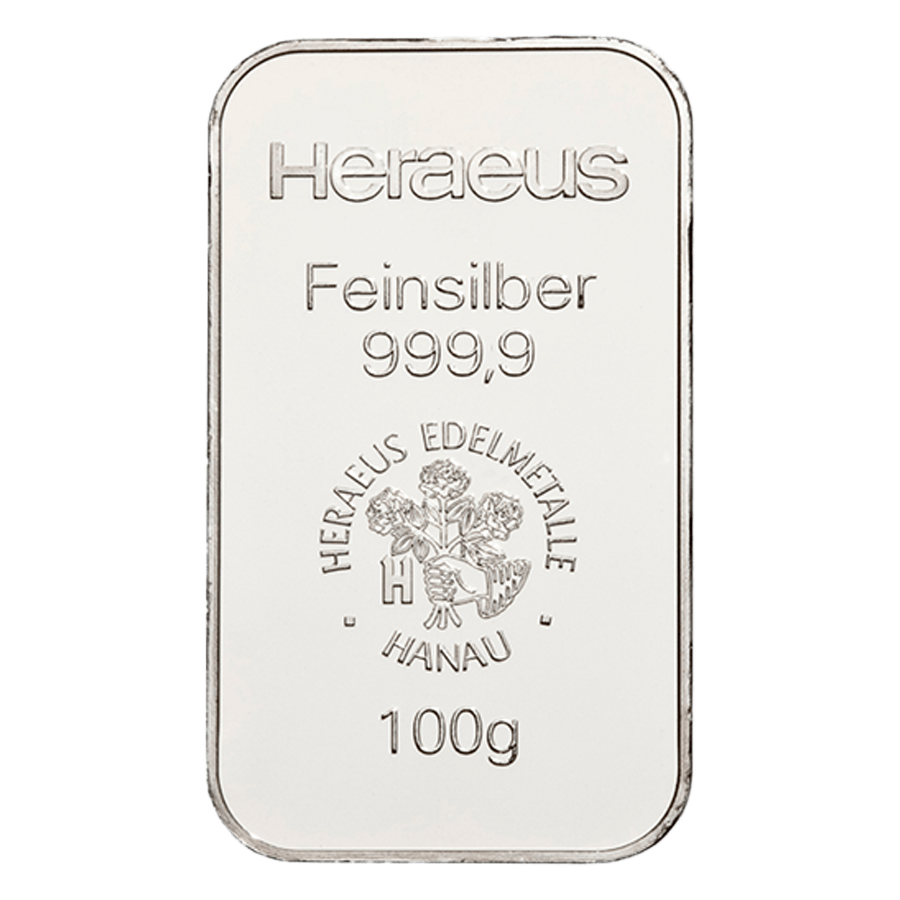 100 gram Silver Bar - Heraeus — photo 1