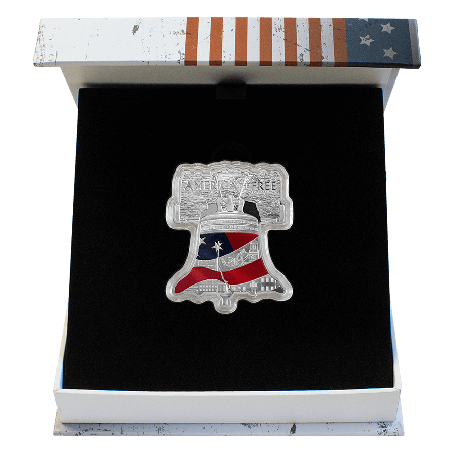 2 ounce Silver Colored Shaped Coin - America the Free - Liberty Bell thumbnail 5