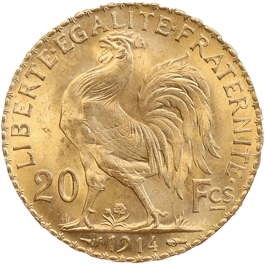 1914 Napoleon Gold Coin - 20 French Francs (Coq de Chaplain)  thumbnail 2