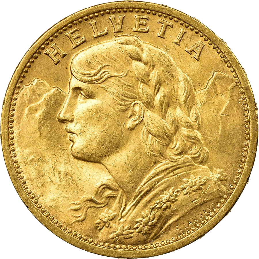 1911 Helvetia Vreneli  Gold Coin - 20 Swiss Francs — photo 1