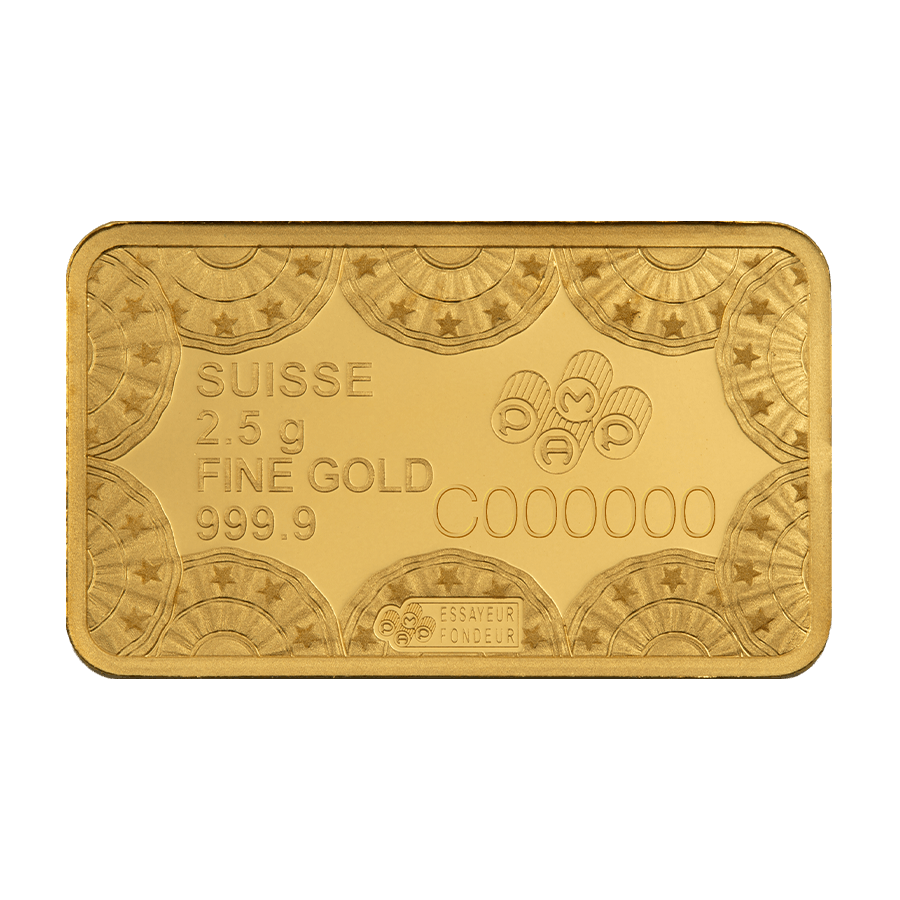 2.5 gram Gold Bar - Heraldic Bald Eagle - 250th Anniversary of the USA thumbnail 4