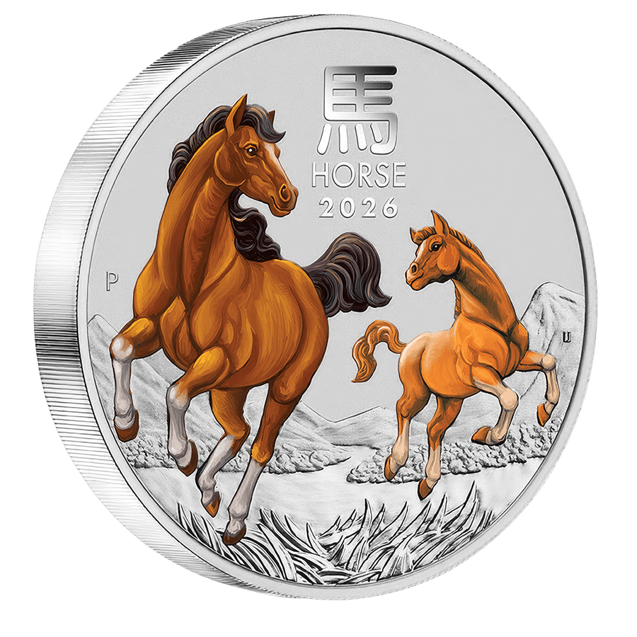 5 ounce Silver Coin - Colorized Australian Lunar Horse 2026 thumbnail 3