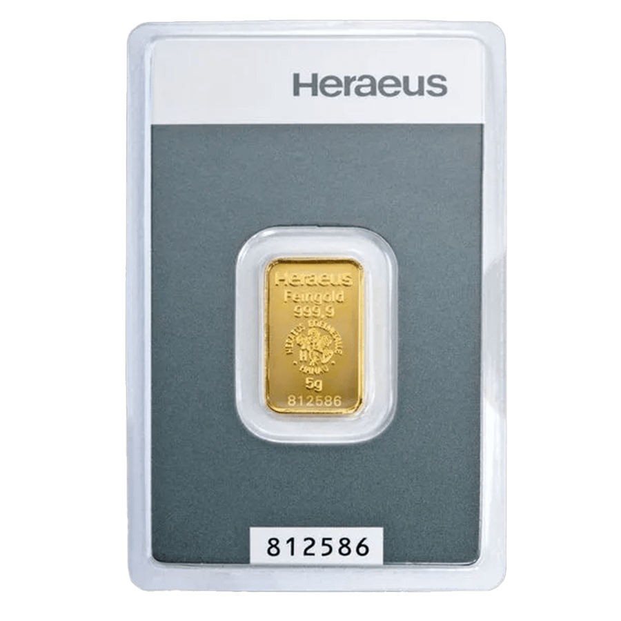 5 gram Gold Bar - Heraeus - Kinebar series thumbnail 2