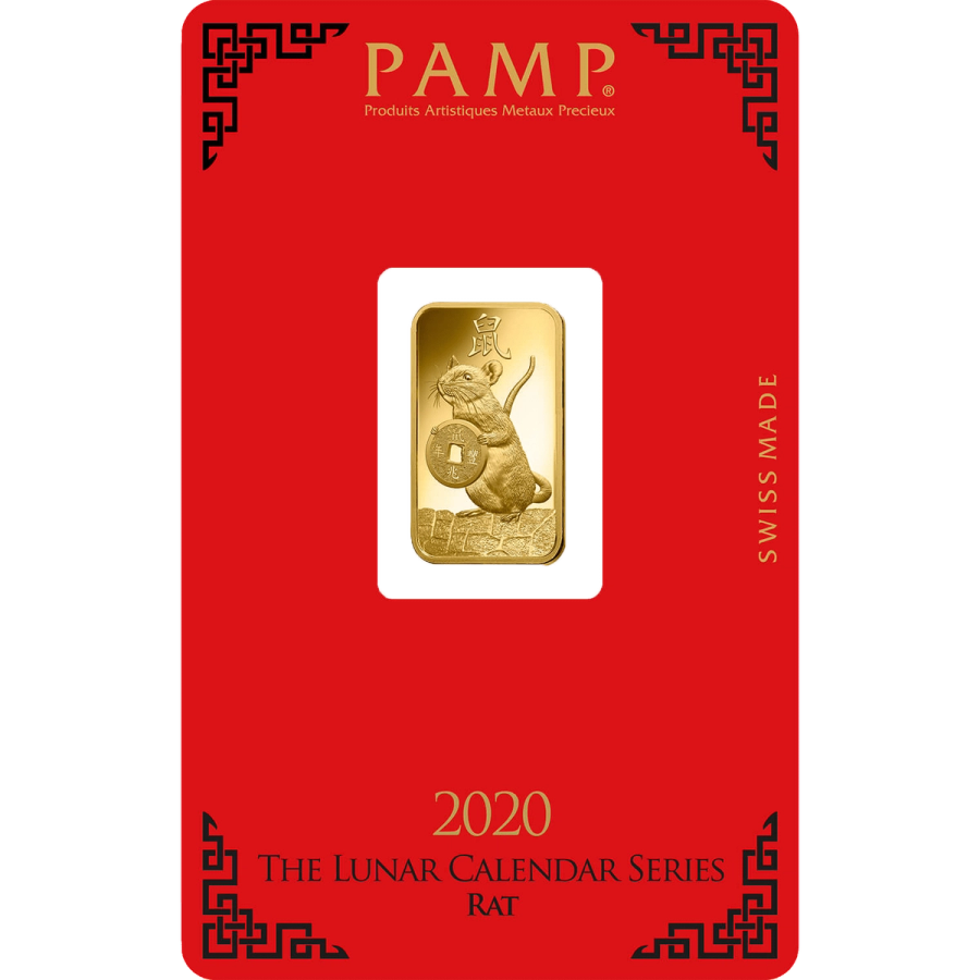5 gram Gold Bar - PAMP Suisse Lunar Rat — photo 1