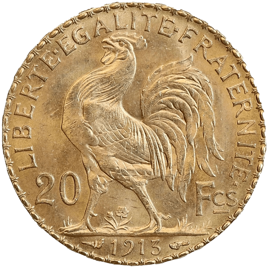 1913 Napoleon Gold Coin - 20 French Francs (Coq de Chaplain)  thumbnail 2