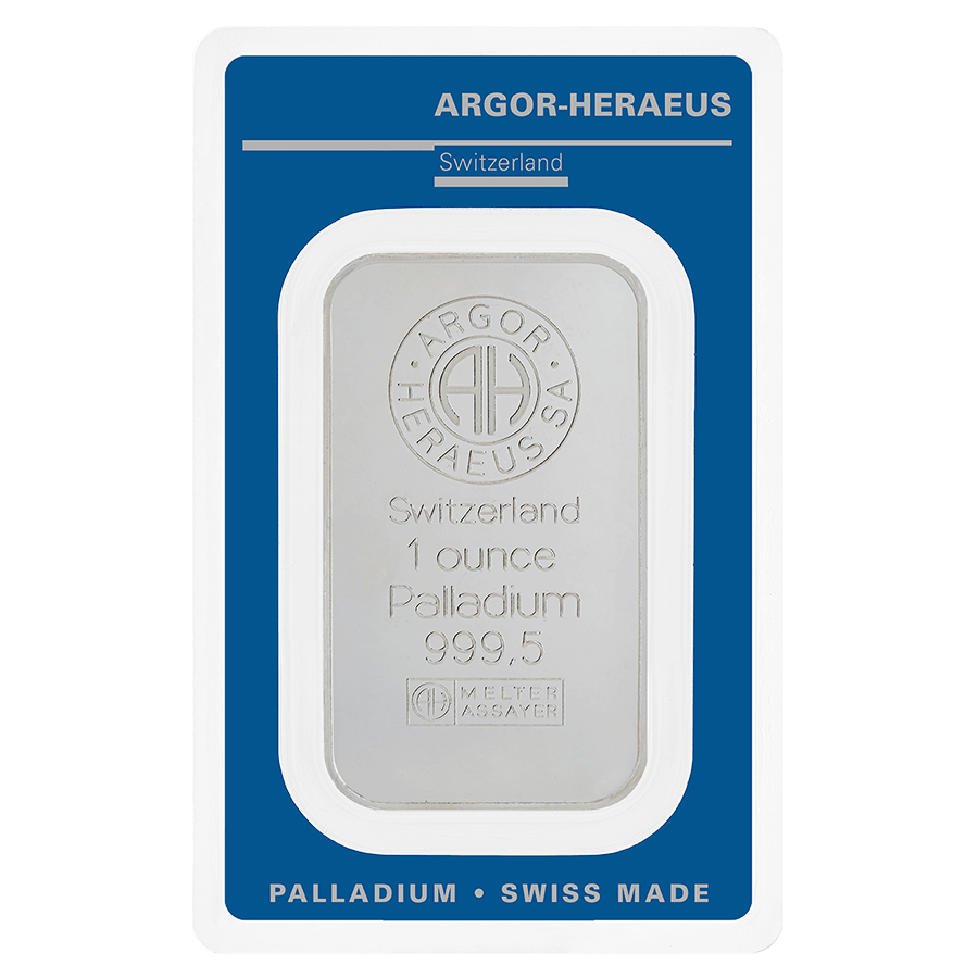1 ounce Palladium Bar - Argor-Heraeus