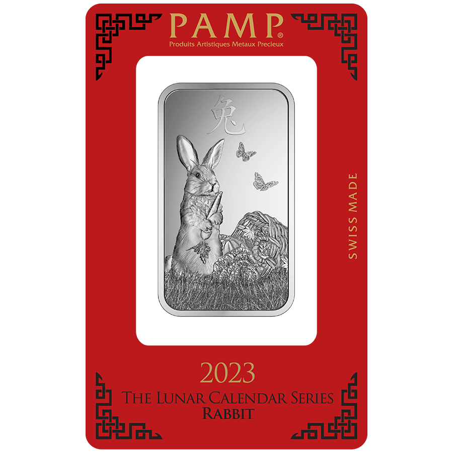 1 ounce Silver Bar - PAMP Suisse Lunar Rabbit thumbnail 3