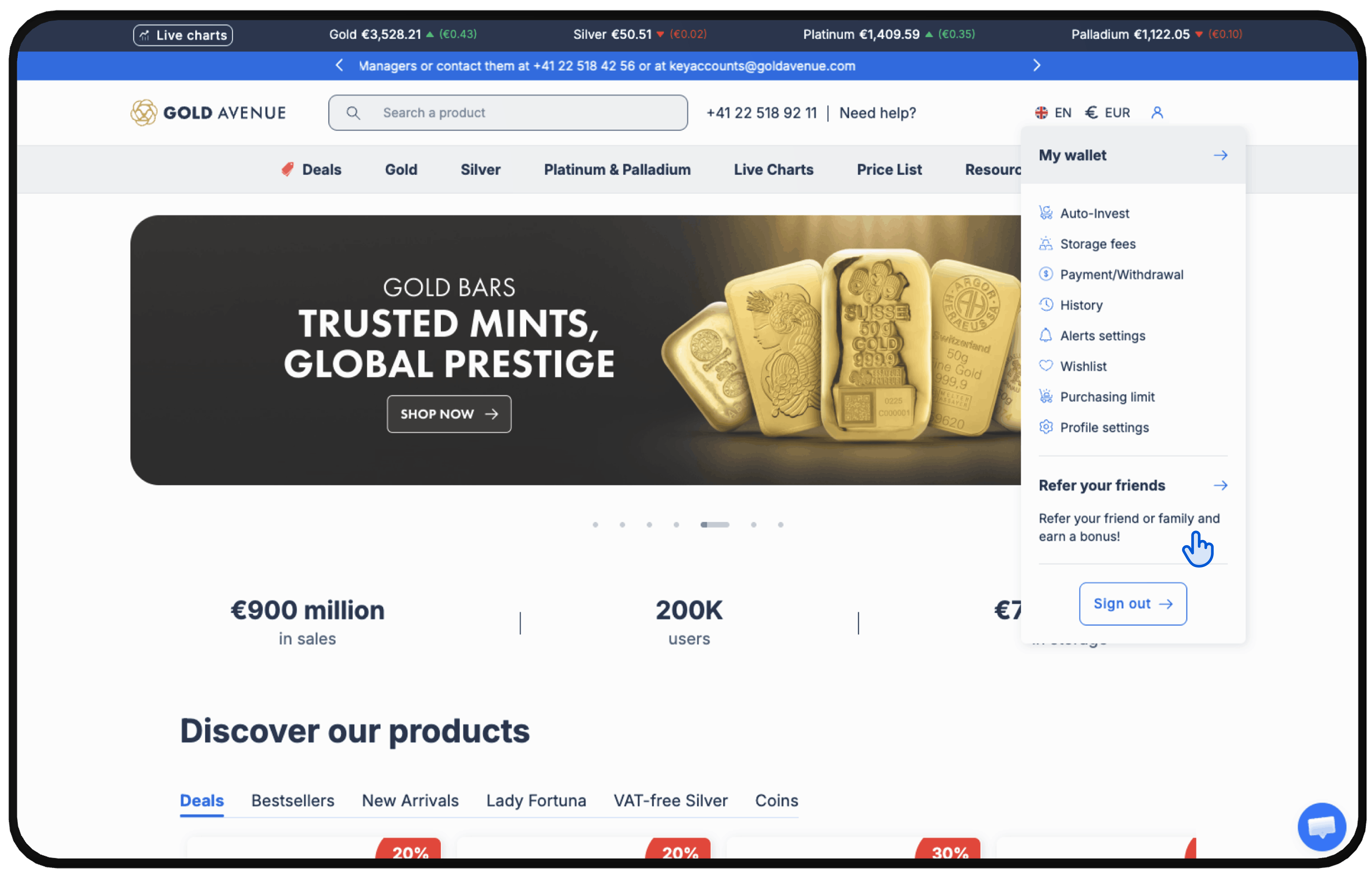 create gold avenue's account