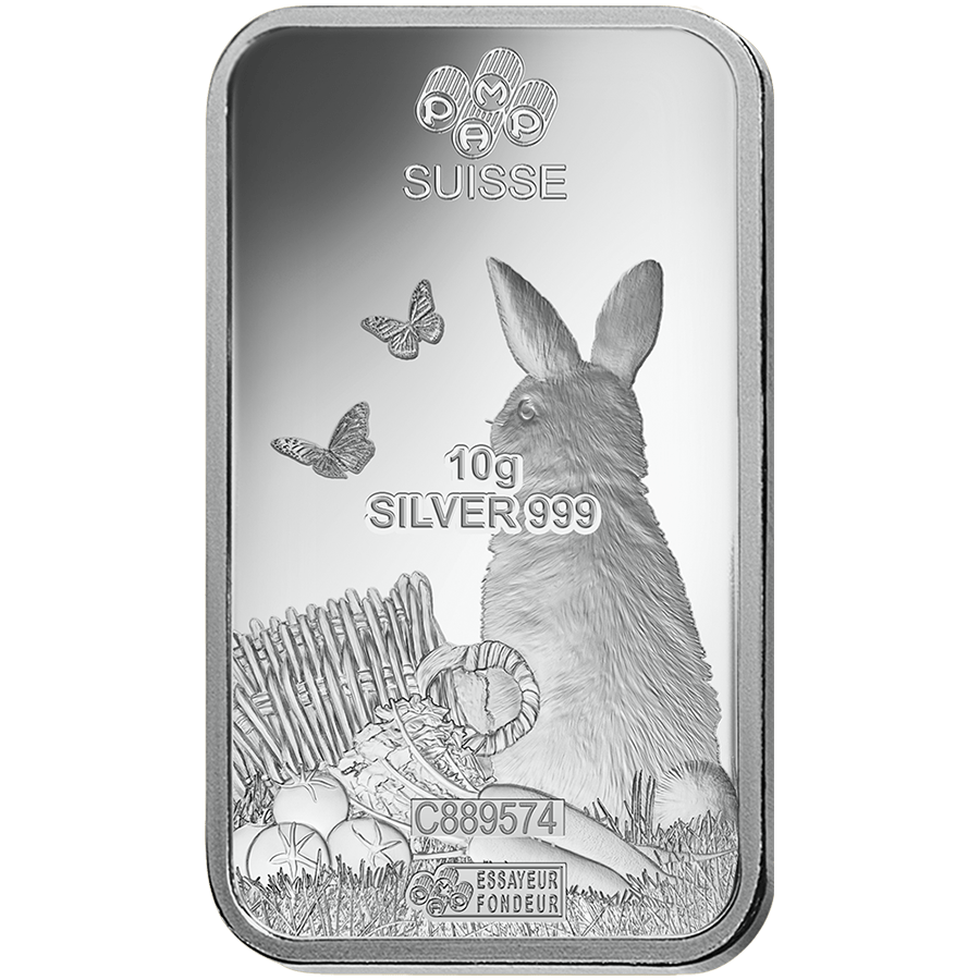 10 gram Silver Bar - PAMP Suisse Lunar Rabbit thumbnail 4