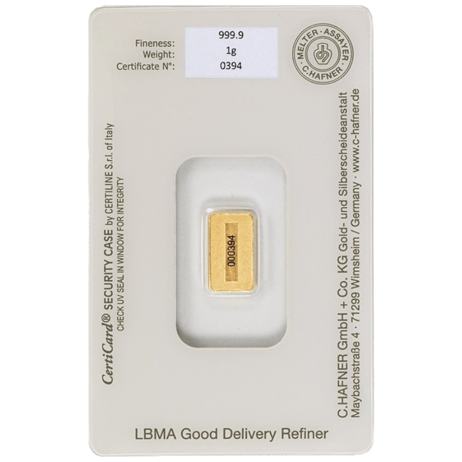 1 gram Gold Bar - C. Hafner thumbnail 2