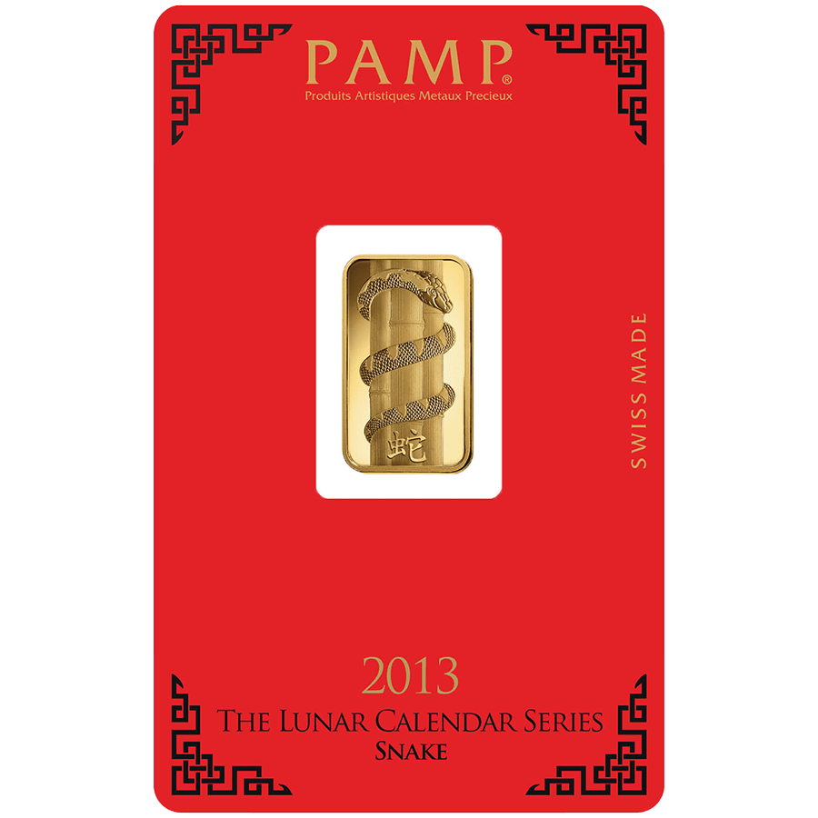 5 gram Gold Bar - PAMP Suisse Lunar Snake — photo 1