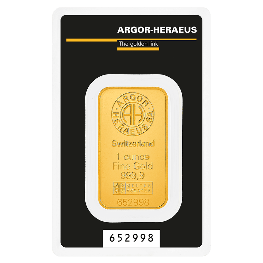 1 ounce Gold Bar - Argor-Heraeus - Kinebar series