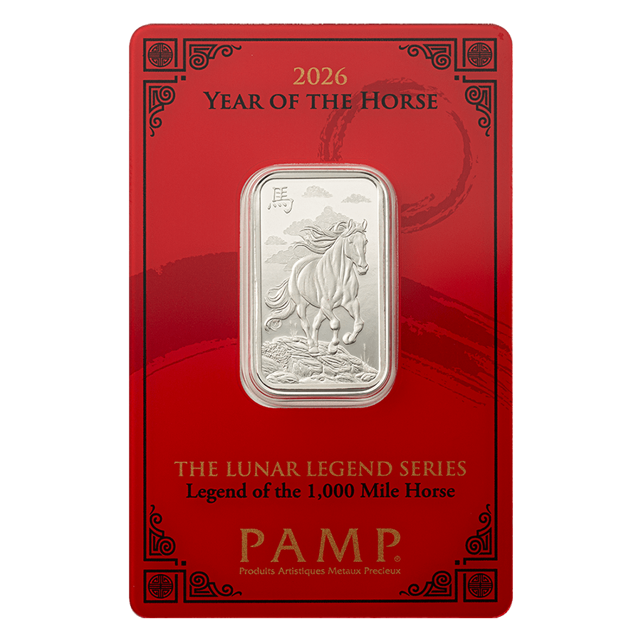 10 gram Silver Bar - PAMP Suisse Lunar Horse 2026 — photo 1
