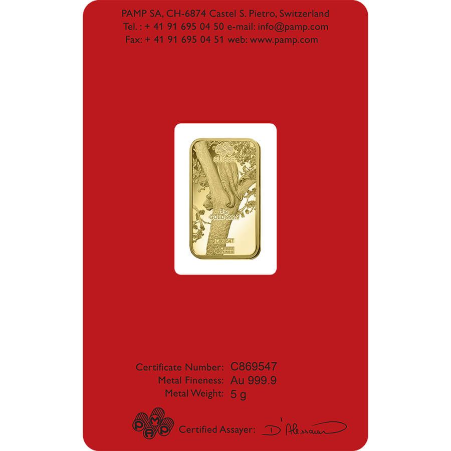 5 gram Gold Bar - PAMP Suisse Lunar Tiger thumbnail 2