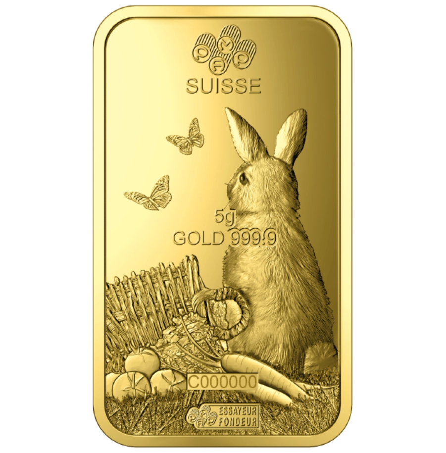 5 gram Gold Bar  - PAMP Suisse Lunar Rabbit thumbnail 4