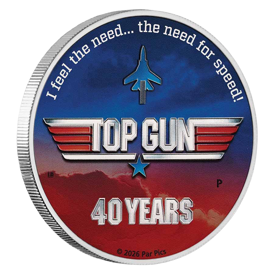 1 ounce Silver Coin - 40 years of Top Gun Coloured thumbnail 3