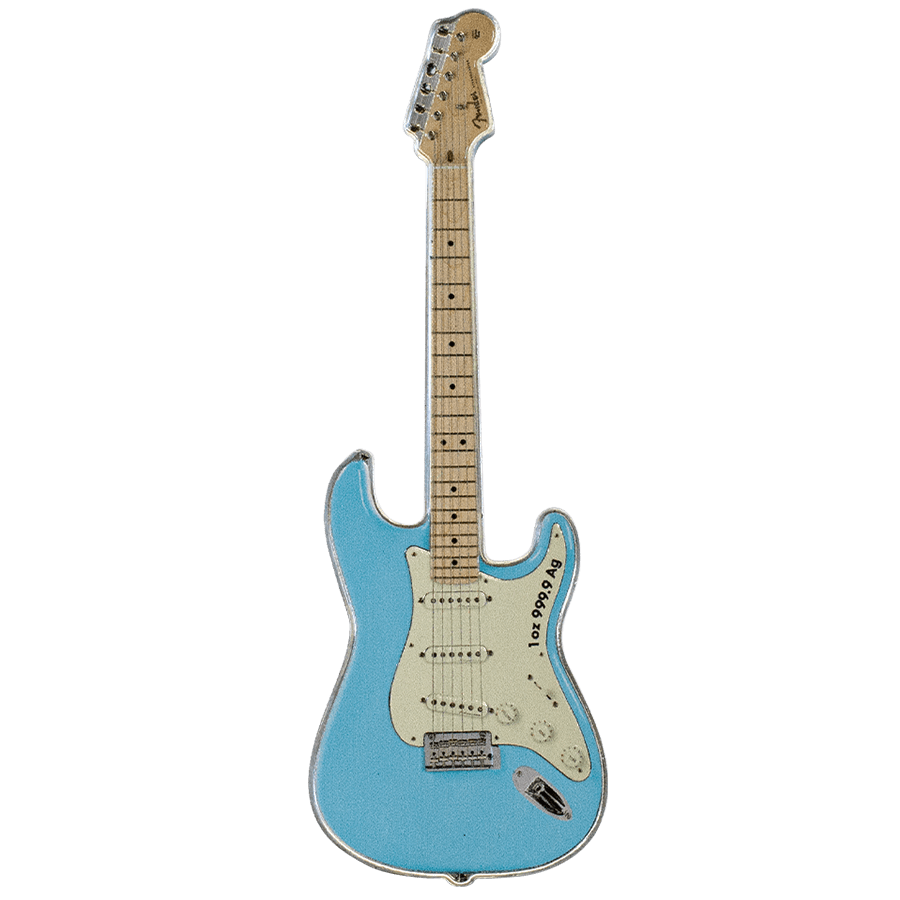 1 ounce Stratocaster® Silver Coin in Daphne Blue - Fender® thumbnail 2