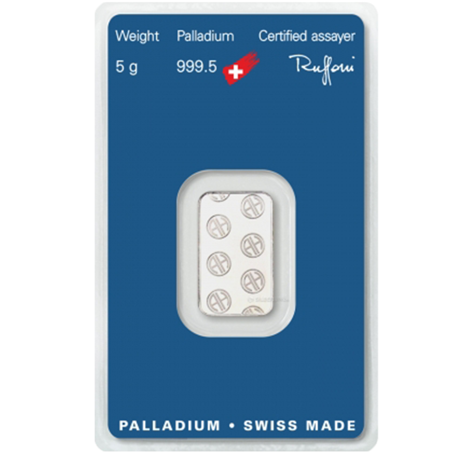 5 gram Palladium Bar - Argor-Heraeus thumbnail 2