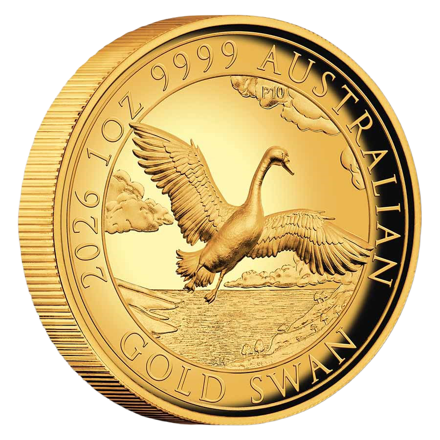 1 ounce Gold Coin -  Perth Mint 10th Anniversary Swan Proof thumbnail 3