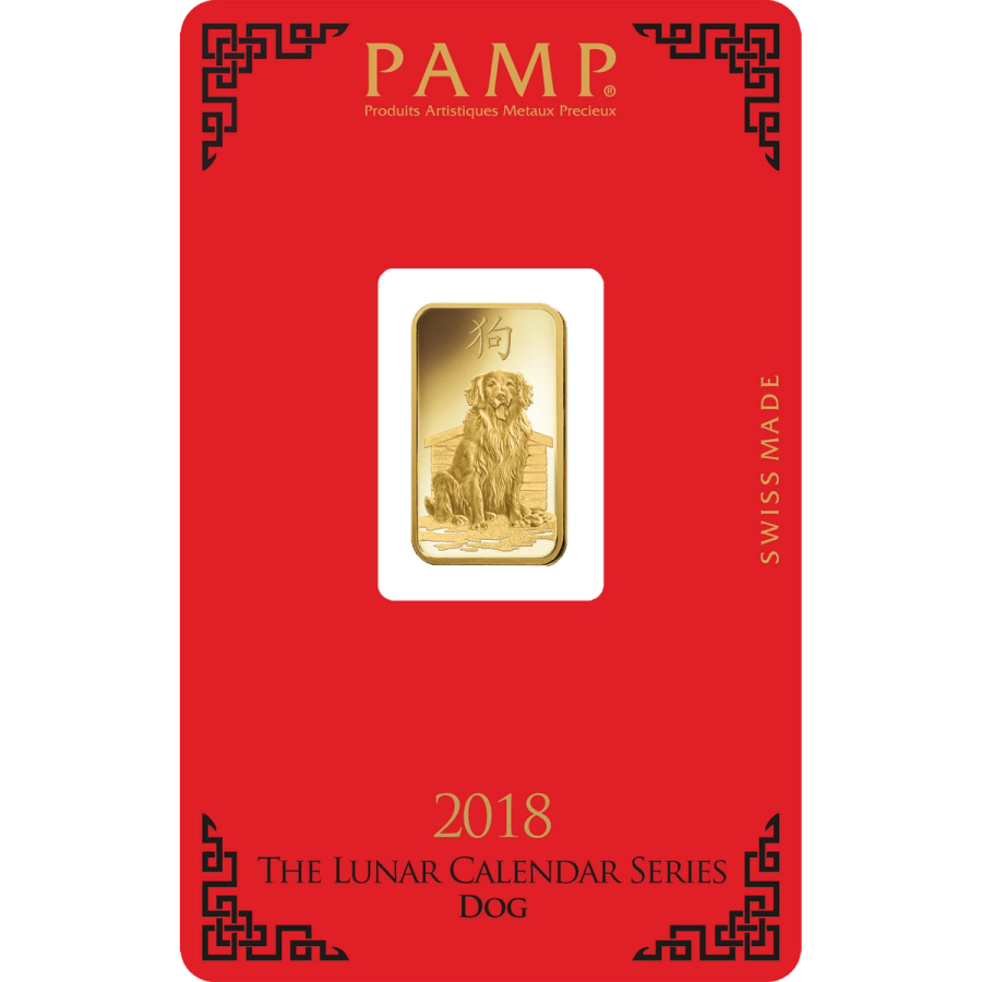 5 gram Gold Bar - PAMP Suisse Lunar Dog — photo 1