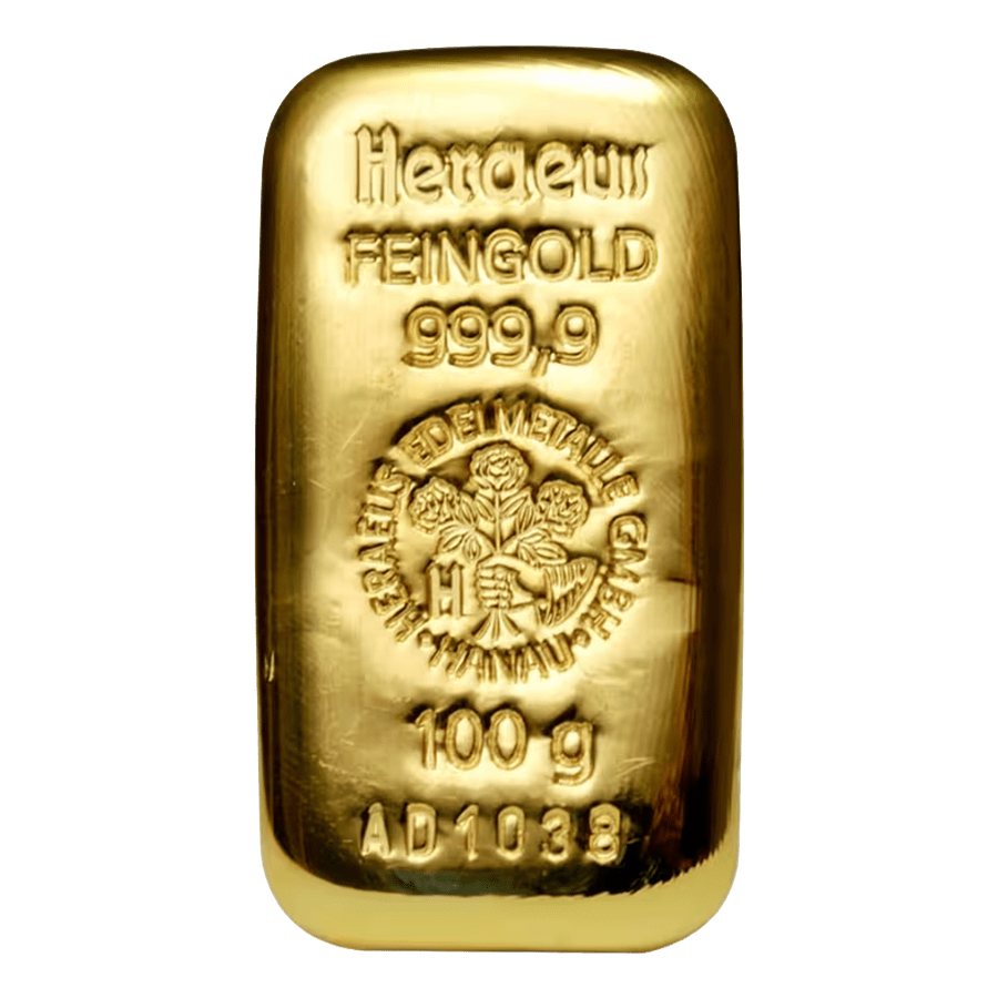 100 gram Gold Cast Bar - Heraeus — photo 1