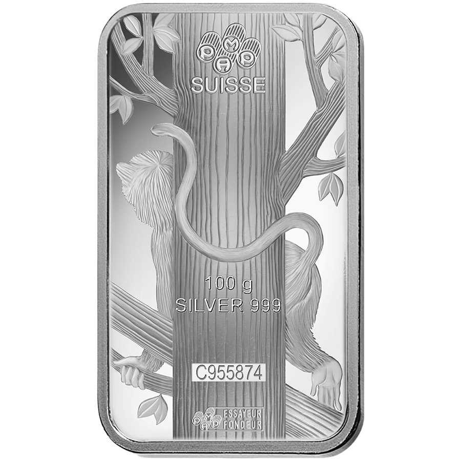 100 gram Silver Bar - PAMP Suisse Lunar Monkey  thumbnail 4