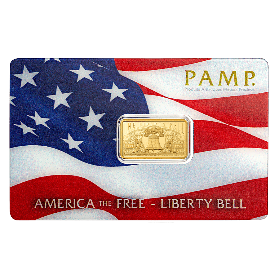 5 gram Gold Bar - America the Free Liberty Bell — photo 1