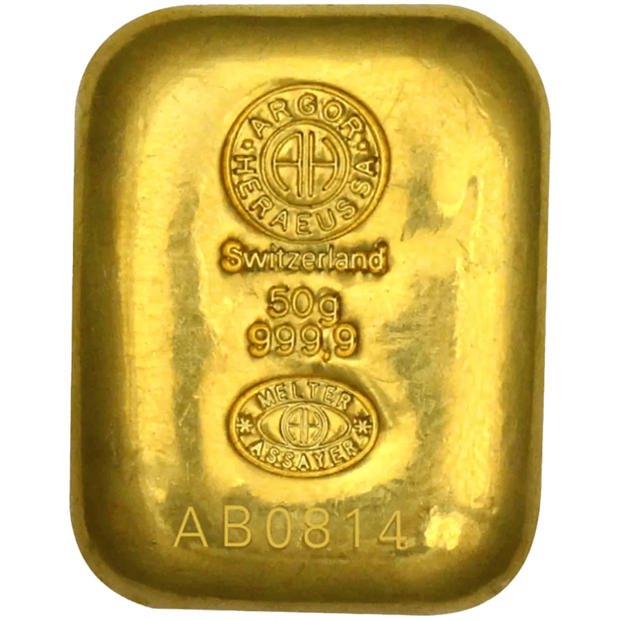 50 gram Gold Cast Bar - Argor-Heraeus — photo 1