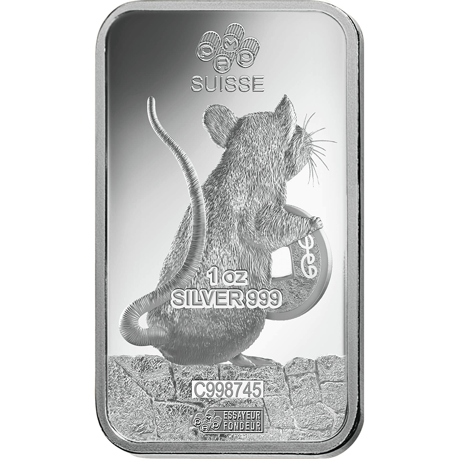1 ounce Silver Bar - PAMP Suisse Lunar Rat thumbnail 4