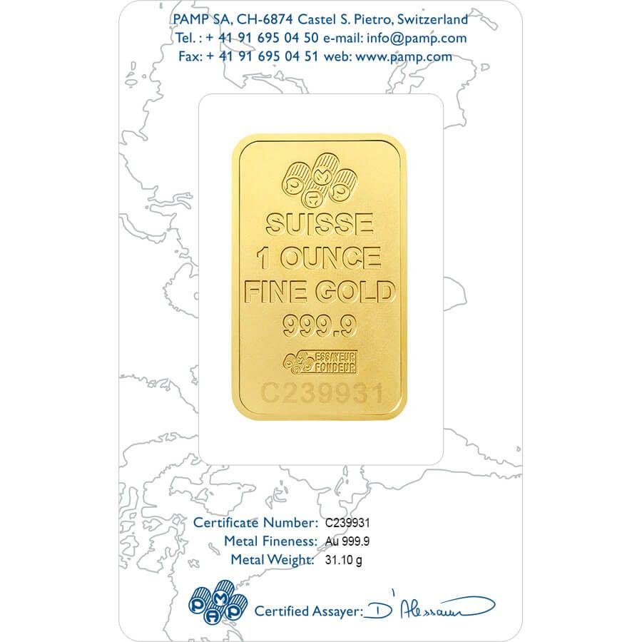 1 ounce Gold Bar - 1st edition PAMP Suisse thumbnail 2