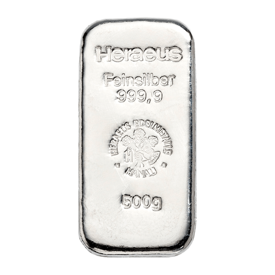 500 gram Silver Bar - Heraeus — photo 1