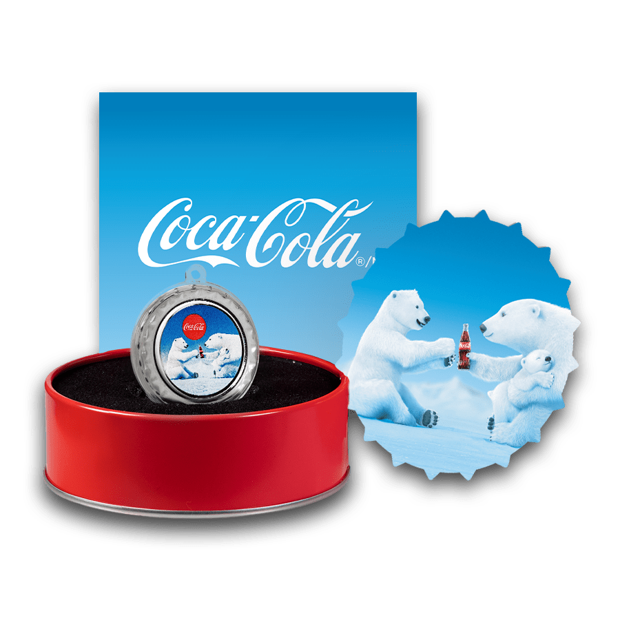 6 gram Silver Bottle Cap - 3D Coca-Cola® Polar Bear — photo 1