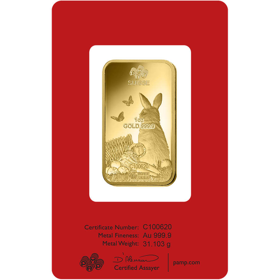 1 ounce Gold Bar - PAMP Suisse Lunar Rabbit	 thumbnail 4