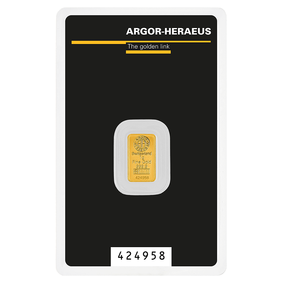 1 gram Gold Bar - Argor-Heraeus - Kinebar series