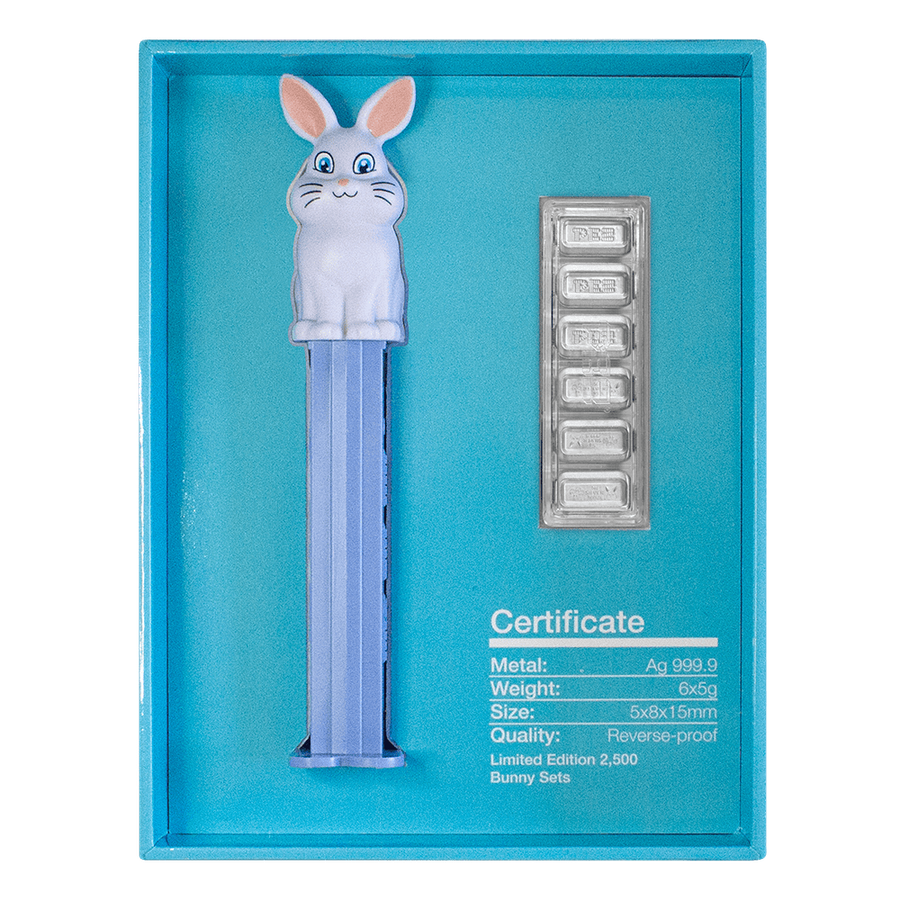 6x5 g PEZ® Spring Bunny Silver Wafers & Dispenser Gift Set thumbnail 4