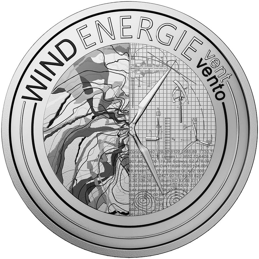 20 gram Silver Coin - Switzerland Wind Energy Luminescent Proof 2023 — photo 1
