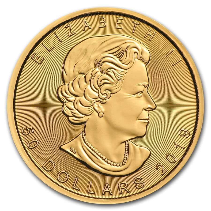 1 ounce Gold Coin - Maple Leaf BU 2019 thumbnail 2
