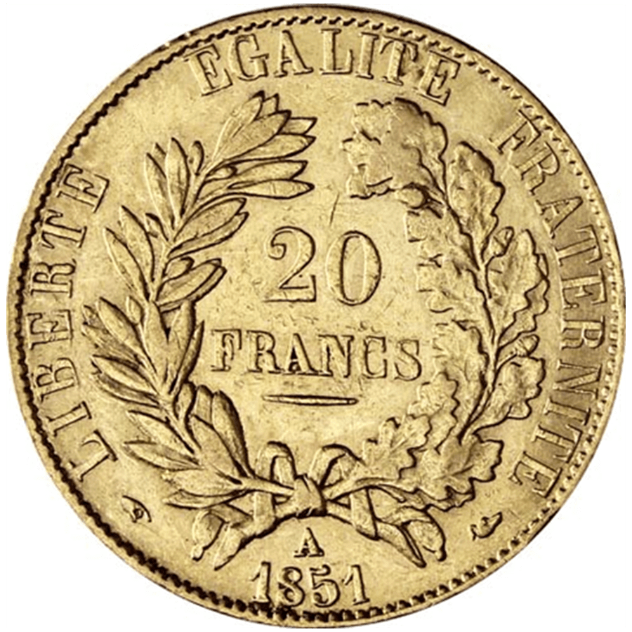 20 French Francs Gold Coin - Ceres 1849 -1851 thumbnail 2