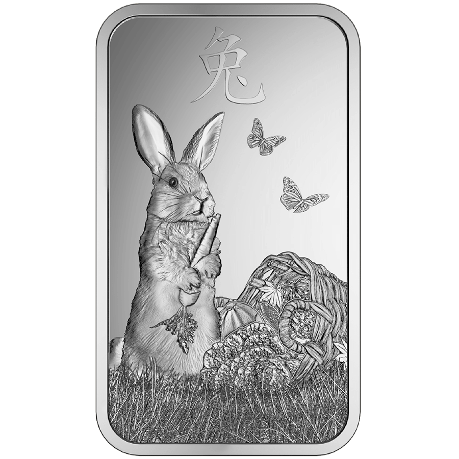 1 ounce Silver Bar - PAMP Suisse Lunar Rabbit — photo 1