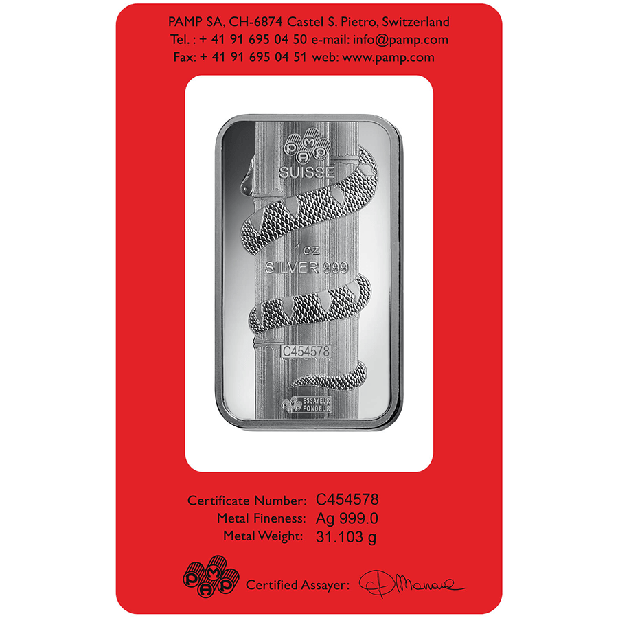  1 ounce Silver Bar - PAMP Suisse Lunar Snake thumbnail 2