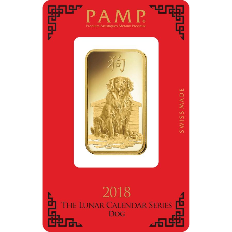 1 ounce Gold Bar - PAMP Suisse Lunar Dog — photo 1